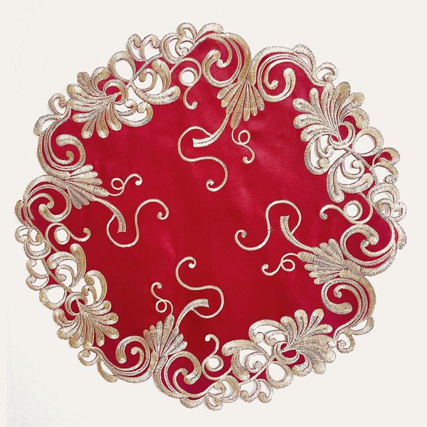 Burgundy Gold Table Doilies - Chantelle Collection - Doilies / Set of 8