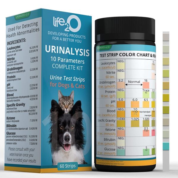 10-Parameter Cat & Dog Urine Test Strips 60ct, Cat & Dog UTI Test Kit, Diabet...