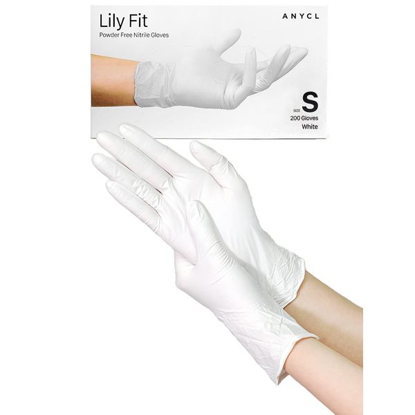 [ANYCL] Meisei Nitrile Gloves, Disposable Gloves, White, 200 Pieces, Small Size, Hospital Use, Food Sanitation Act, Nitrile Gloves, Powder Free, Dispo Gloves, Rubber Gloves, Thin, Left and Right Hand, Medical Care, Cooking, Food, Work, Home, Commercial Us