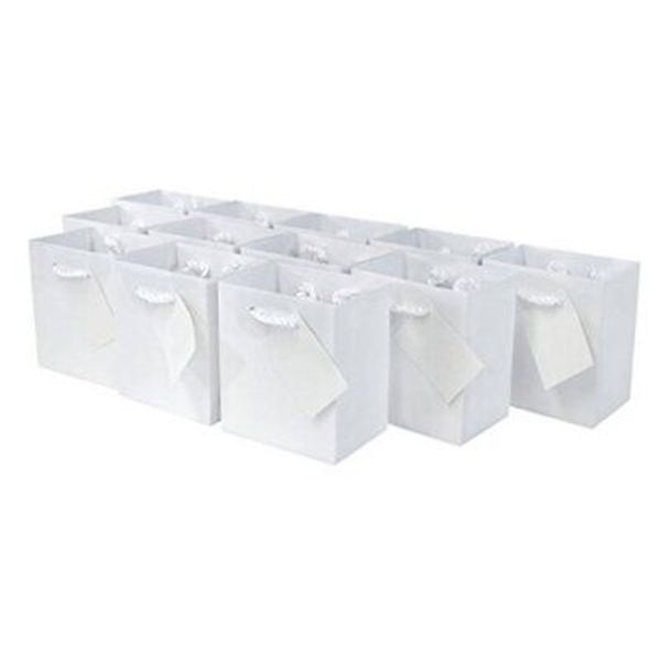 Extra Small White Gift bags with Handles, Designer Solid White Paper Gift Wrap