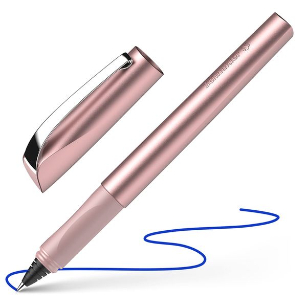 Schneider Ceod Shiny Rollerball Pen Right and Left Handed Medium Line Width with Royal Blue Ink Cartridge - Powder Pink