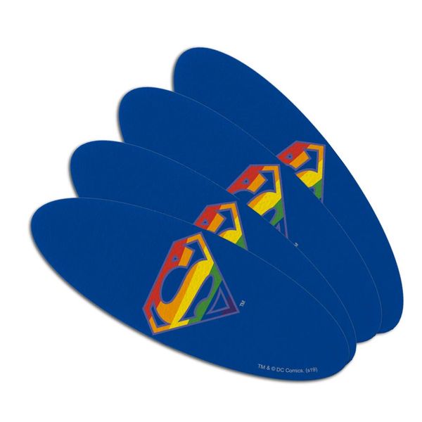 Superman Rainbow Shield Logo Double-Sided Oval Nail File Emery Board Set 4 Pack