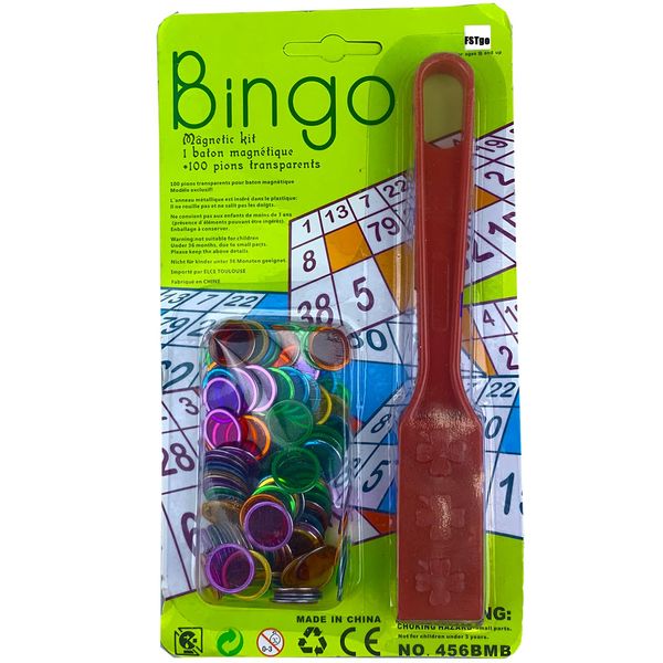 FSTgo Magnetic Red Wand & 100 Chips Bingo Set Game Accessories Educational STEM Kit for Learning/Sensory Box/Science/Counting/Sorting