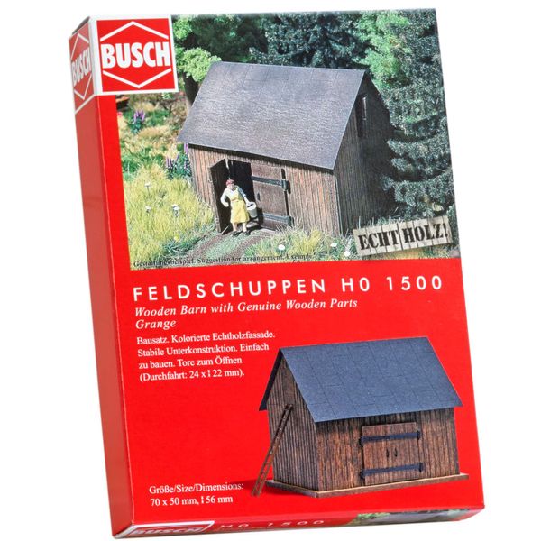 Busch 1500 Wooden Barn with Wood Parts HO Structure Scale Model