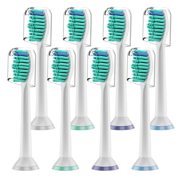 Derffin Replacement Toothbrush Heads, 8 Pack Standard Brush Heads Compatible with Philips Sonicare Toothbrushes, Fit DiamondClean FlexCare HealthyWhite EasyClean ProtectiveClean PowerUp etc (White)