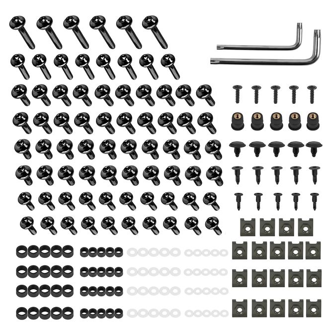 KKZOL Motorcycle Stainless Steel Fairing Bolt Kit 195Pcs Fairing Screws Clips Fasteners Compatiable with Honda Suzuki Kawasaki Yamaha Sportbike (Black)