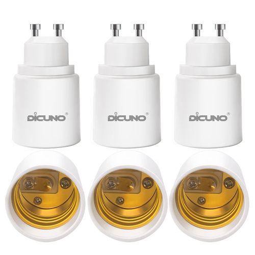 DiCUNO GU10 to E26 Base Conversion Adapter Conversion Socket Maximum Work Rate 200W Pack of 6