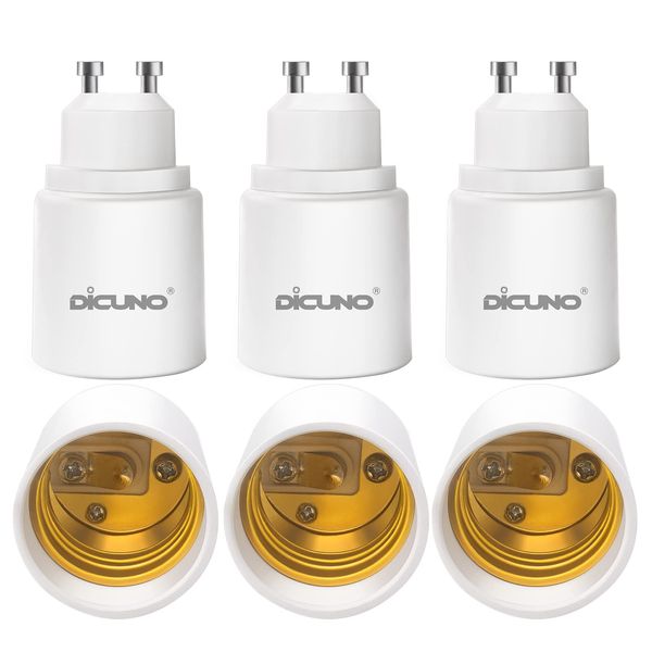 DiCUNO GU10 to E26 Base Conversion Adapter Conversion Socket Maximum Work Rate 200W Pack of 6