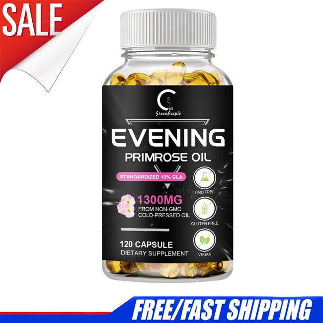 1300MG Evening Primrose Oil Capsules with GLA -Anti-Aging,Whitening 120 Softgels