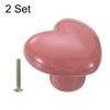 sourcing map 2 Packs Ceramic Drawer Knobs, Heart-Shaped Dresser Pulls, Decorative Drawer Knobs with M4 x 25mm Screw for Cupboard Wardrobe, Pink