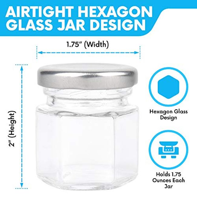 15-Pack Magnetic Spice Jars Hexagon Glass Spice Jars With