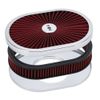 12" Super Flow Oval Air Cleaner Set With Washable Red Element & chrome top