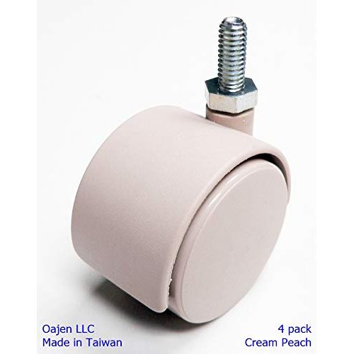 Oajen 2" Chair Caster Wheel 1/4" - 20 x 3/4", Peach Cream, Pack of 4, 90 lbs Rating per Caster