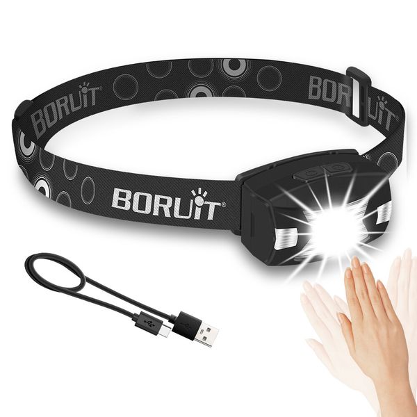 Smart Sensor LED Headlamp Rechargeable Head Torch Headlight Bar Head Band Light