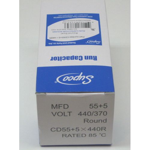 Air Conditioning HVAC Round Dual Motor Run Capacitor 55 + 5 MFD 440 Volt