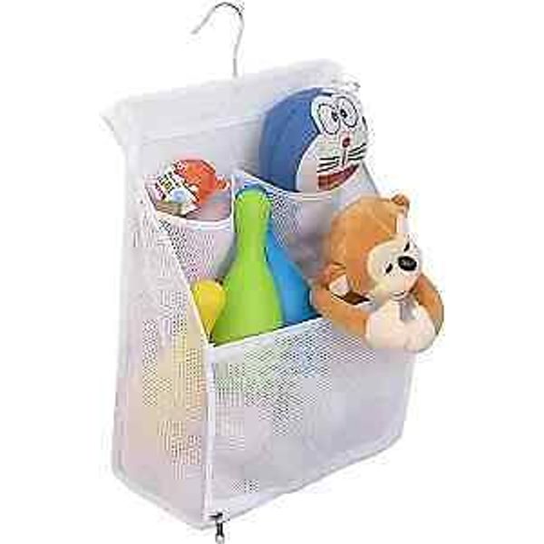 Hanging Mesh Bath Toy Organizer Bag,Large Shower Storage Caddy with White