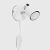 MiniSun Modern White and Chrome Single Adjustable Wall Spotlight with Practical Plug, Cable and Switch