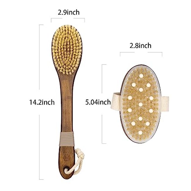 ZP Natural Dry Brushing Body Brush Set, Negative Ion Exfoliating Brush, Ergonomic Grip Design, Exfoliate with Ion Dry Brush to Wake Up The Body