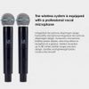 Pro 2 Channel UHF Wireless Dual Microphone Cordless Handheld Mic System For Home