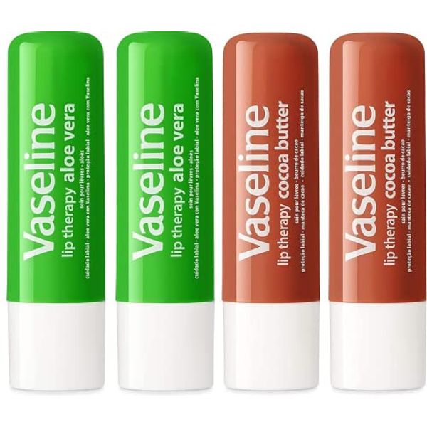 Vaseline Lip Therapy Stick | Petroleum Jelly Vaseline Lip Balm | 4.8g each (2 Aloe - 2 Cocoa)