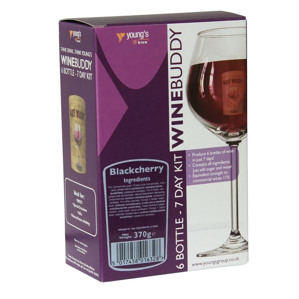 WineBuddy Black Cherry Fruit Wine Kit - 6 Bottles in 7 Days - Young's Home Brew