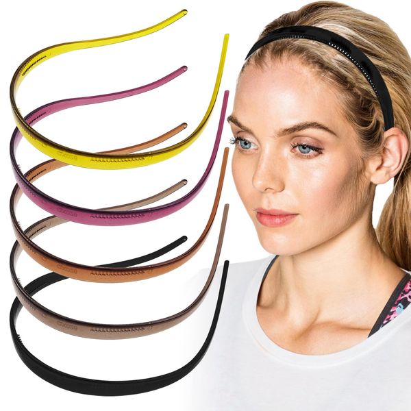 Arvintas 5 PACK Flex No Pressure Headbands, No Headache Comfortable Headbands for Girls with Glasses, Effortless Plastic Teeth Comb Headbands Hair Accessories for Women and Girls