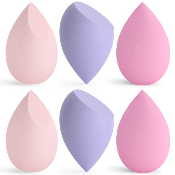 Beauty Blender, Spugnette Trucco 6 pz, Lavabili Senza Lattice Spugna Cosmetica per Fondotinta Impeccabile, per Liquidi, Crema e Polvere, Regalo per le Donne