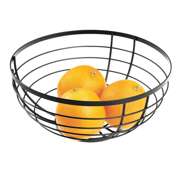 iDesign Austin Wire Bowl, Metal Fruit Basket with Lattice Design, Matte Black, Steel, 26.8 cm x 26.8 cm x 12.3 cm