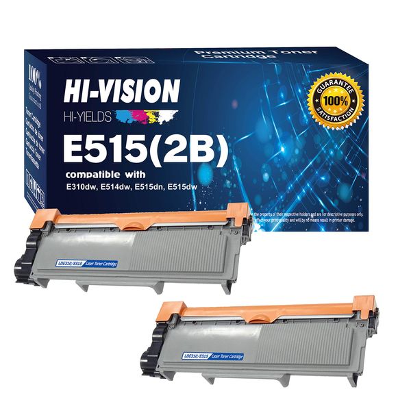 2 Pack HI-Vision® Compatible 593-BBKD (PVTHG) Toner Cartridge Replacement for E310dw E514dw E515dw E515dn Printers