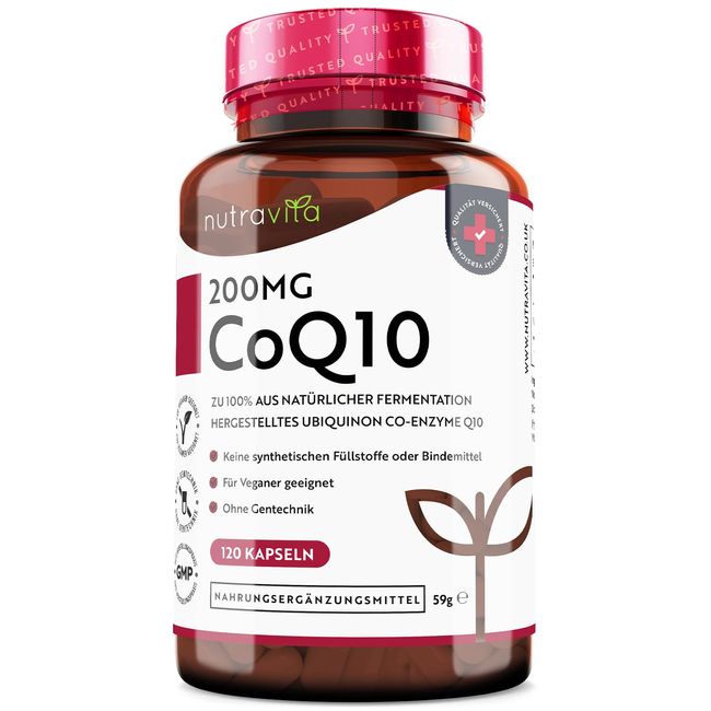 Coenzym Q10 200mg - *PREISTRÄGER 2021-120 vegane Kapseln (Vorrat für 4 Monate) - Hochwertiges Q10 aus pflanzlicher Fermentation - Laborgetestet in Deutschland - Hochdosiert