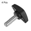 sourcing map 4pcs Tee Wing Knobs Thumb Screws M8 x 20mm Standard Male Thread Plastic T Knobs Handles Hand Clamping Thumbscrew, Black
