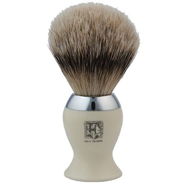 Geo F Trumper Simulated Ivory & Chrome Super Badger Hair Shaving Brush