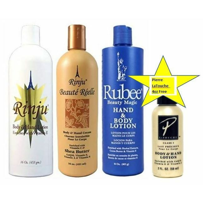 Rubee Beaute Reelle & Rinju Lotion 1x 16oz bottle with free 4oz Pierre Latouche