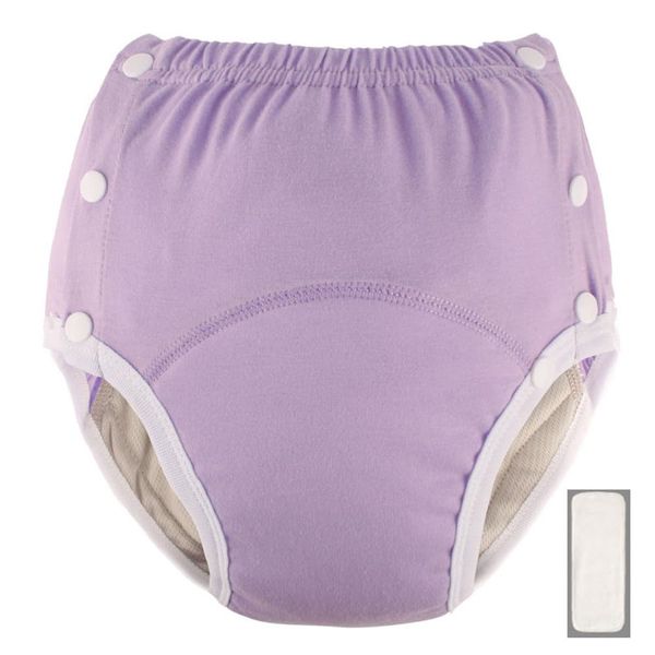 LAROTSUBA Adult Cloth Diaper Training Pants Incontinence Pocket Diapers Reusable Patient Underwear with Snaps and Inserts Easy On and Off for Seniors Disabled Postpartum (Purple, Medium)