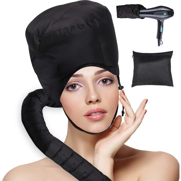 Bonnet Hood Hair Dryer, Drying Cap Hair Steamer, Adjustable Hooded Bonnet for Hand Held Hair Dryer Cap Drying Styling Curling Deep Conditioning - Fits All Head & Hair Sizes