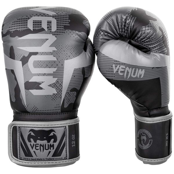 Venum Elite Boxing Gloves Black/Dark Camo 8 oz