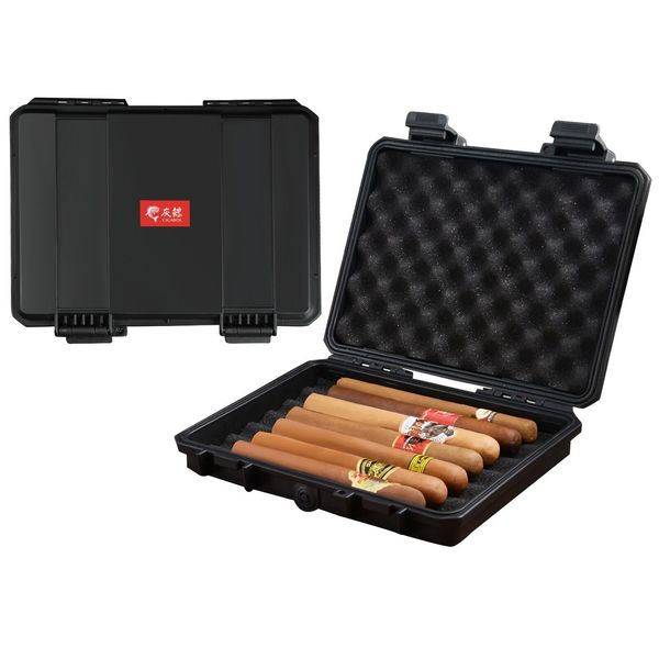 Cigar Travel Humidor Case, Portable Cigar Box, Airtight, Waterproof, Portable & Durable Humidor Cigar Box, Dustproof Cigar Case & Cigar Accessories (Holds up to 7 Cigars)