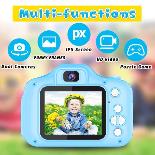 Dylanto Upgrade Kids Selfie Camera, Christmas Birthday Gifts for Age 3-8, Kids Digital Cameras with HD Video,Portable Kids Camera, Toddler Toy for 3 4 5 6 7 8 Year Old Boy with 32GB SD Card (Blue)