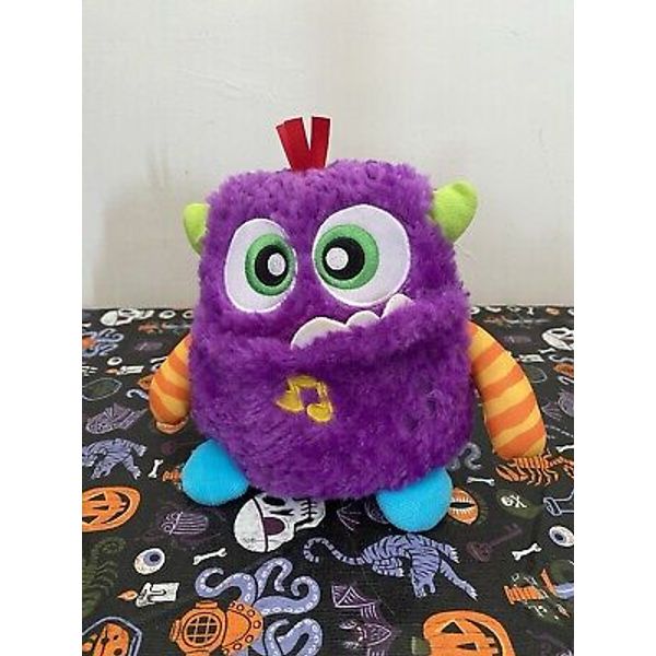 FISHER PRICE Giggles 'N Growls Monster Fuzzy Purple Plush Baby Musical Toy 8"