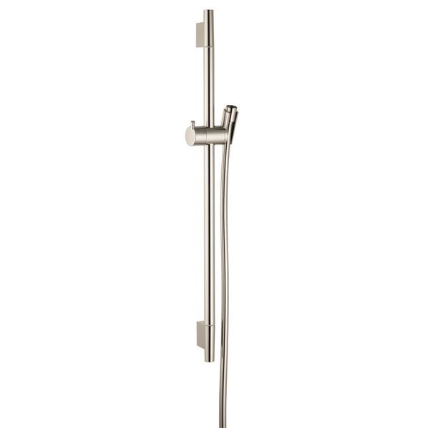 hansgrohe Wallbar S, 24" Minimalist 4-inch Modern Spray Easy Height Adjust Wallbar in Brushed Nickel, 28632820