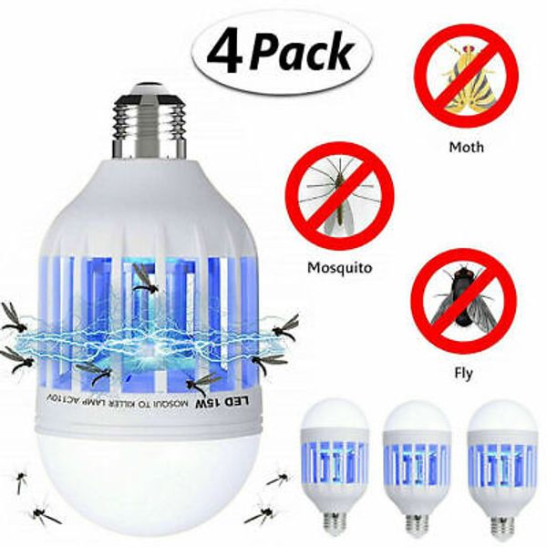 4 Pcs Bug Zapper Light Bulb Mosquito Insect Killer Lamp Indoor Outdoor Fly Trap