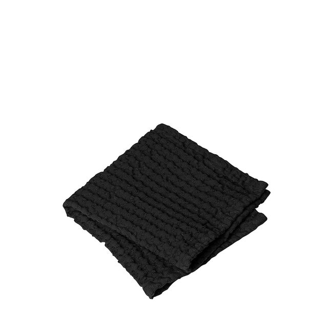 Blomus Caro Waffle Bathroom Washcloth Set of 2 Black 12x12