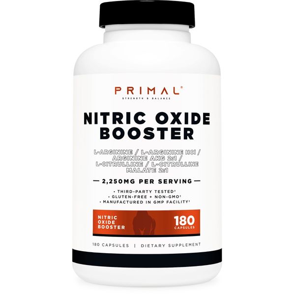 Primal Nitric Oxide Booster (2,250mg Per Serving)(180 Capsules)