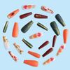 Carufin 24Pcs Crystal Peach Blossom False Nails Long Coffin Nail Acrylic False Nail Press on Nails Ballet Artificial Nail for Women Girls