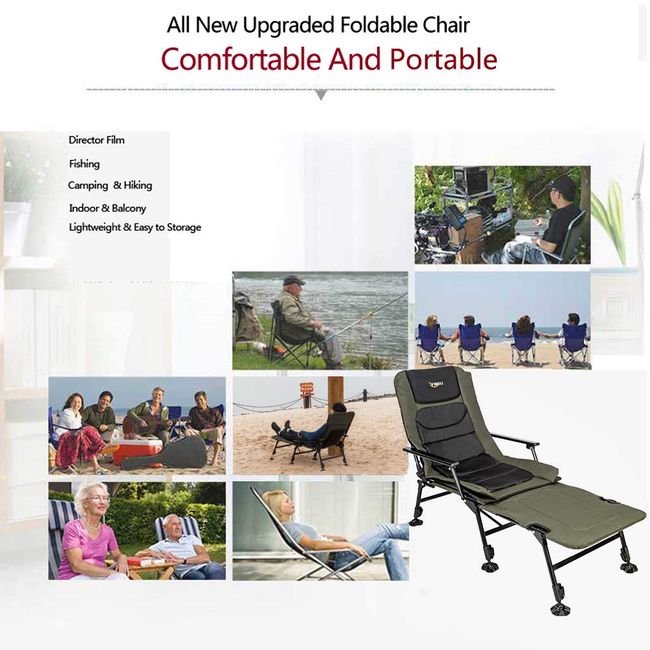Portable Folding Fishing Chair - Camping Chair Adjustable Backrest