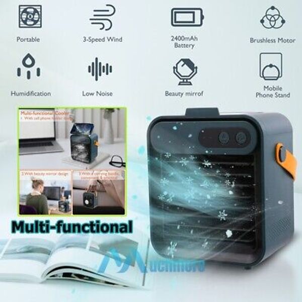 Evaporative Portable Air Conditioner Humidifier Desktop USB Cooler Cooling Fan