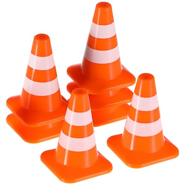 STOBOK 7Pcs Mini Traffic Cones Training Roadblock Cones Mini Orange Cones for Multipurpose Construction Theme Party Sports Activity Cones- Orange