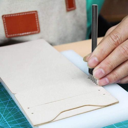 MOLATE 3-Piece Round Hole Punch Set, Leather Craft Tools, Leather Products, Tool Punch, Drilling Spacing, 0.2 inches (5 mm), Perforation, Inner Seam, 246 Teeth