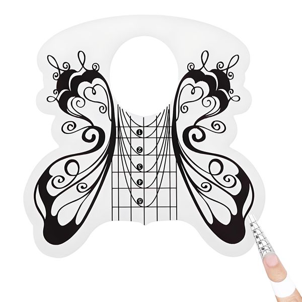 80 Stück Nagel Schablonen, Selbstklebende Butterfly Schwarz, Nagelschablonen Modellier-Schablone selbstklebend für Gel-Nägel, Nagelverlängerung Modellier-Schablone Selbstklebend fürNailart