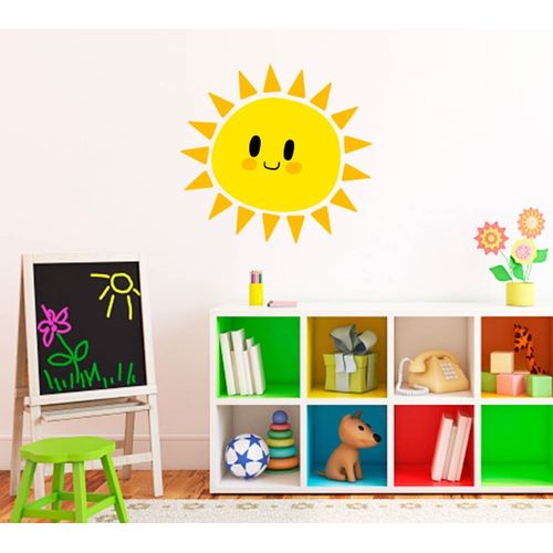 Cute Sun Smiling Kids Theme Wall Decal Vinyl Home Decoration - 20" Wide x 19" high